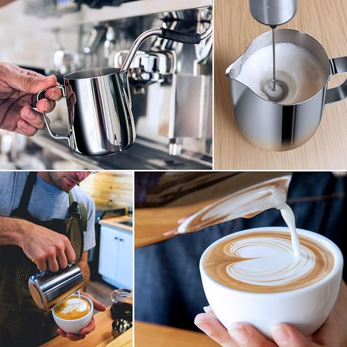 Milk Frothing Pitcher, 350ml Steaming Pitchers Stainless Steel Milk Coffee - Image 6