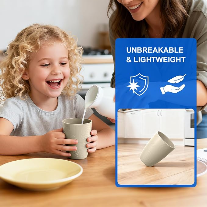 Unbreakable Wheat Straw Cups, Alternative to Plastic Cups Set 6 PCS, 16 OZ - Image 7