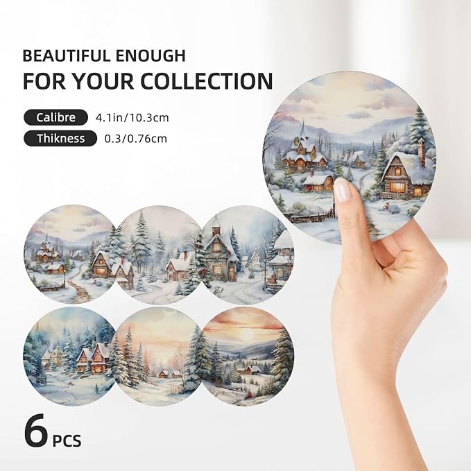 Coasters Set of 6, Coasters for Drinks Absorbent Stone - Image 3