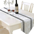 Elegant Sequin Rhinestone Creamy White Table Runner, Ombre Velvet, Modern Style by Jiino