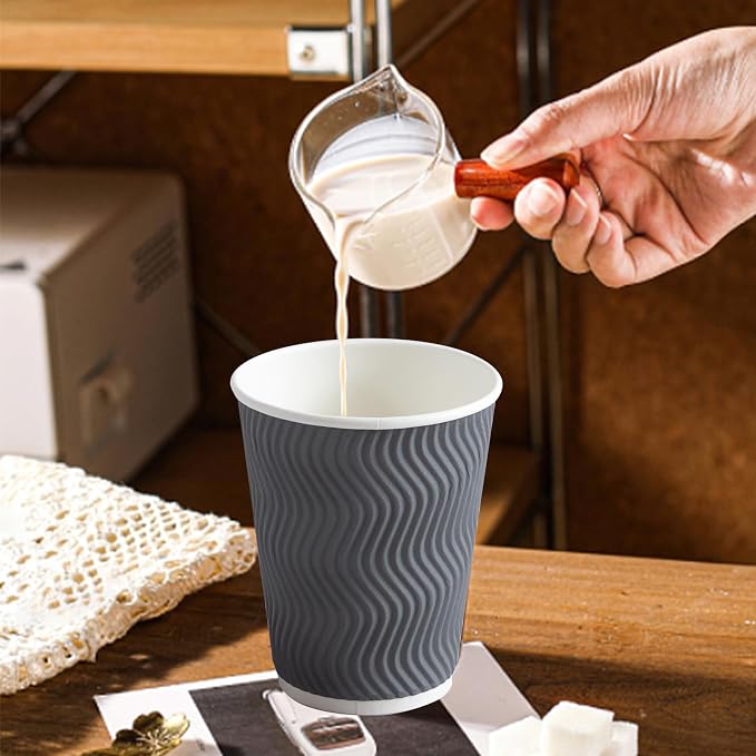 Clawsoff 120 Pack 12 oz Coffee Cups Disposable Insulated Paper Cup Gray | - Image 5
