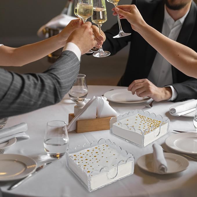 1 Pack Acrylic Cocktail Napkin Holder Crystal Clear Scalloped Tray - Image 6