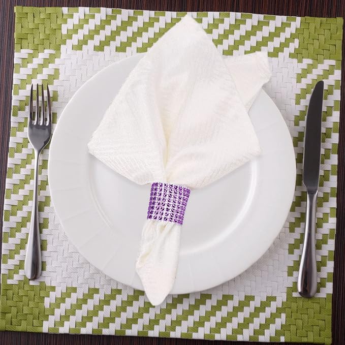 Purple Napkin Rings Holder Set of 150pcs, Crystal Diamond Bling Napkin Rings - Image 4