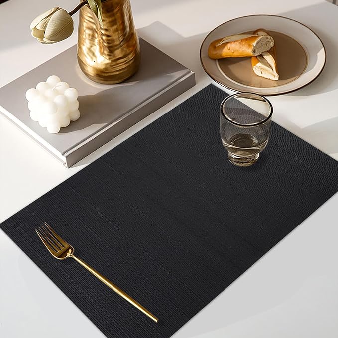 Vinyl Placemats Set of 6, PVC Woven Washable Non-Slip Table Mats, Heat - Image 5