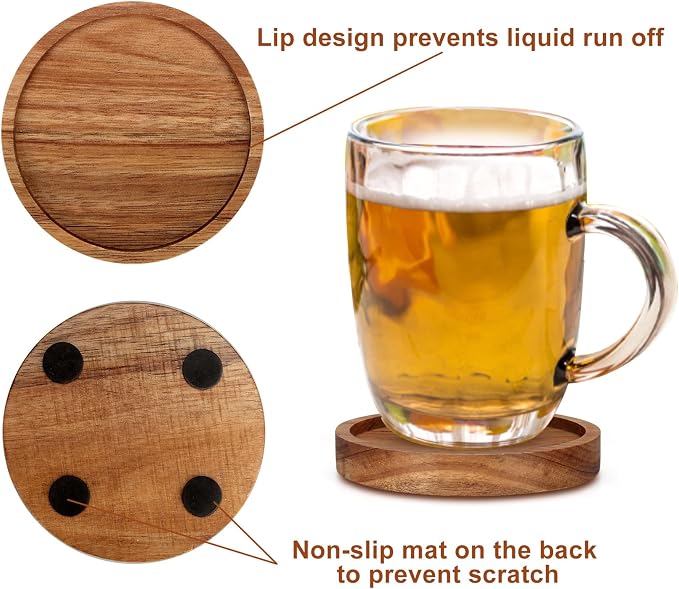 Wood Coasters Set of 4 Farmhouse Outdoor Coster - Image 4