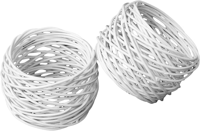 ITOS365 Handmade White Round Mesh Napkin Rings Holder - Image 2