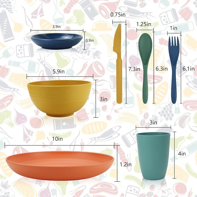 Wheat straw plates and bowls sets - Image 2