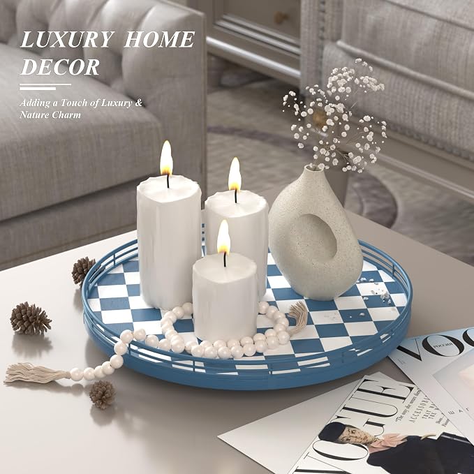 Blue and White Checkerboard Lazy Susan - Image 2