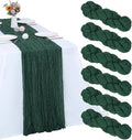 6 Pack Emerald Green Cheesecloth Table Runner 35 x 120 Inch | Boho Gauze Fabric by RestfulGlow