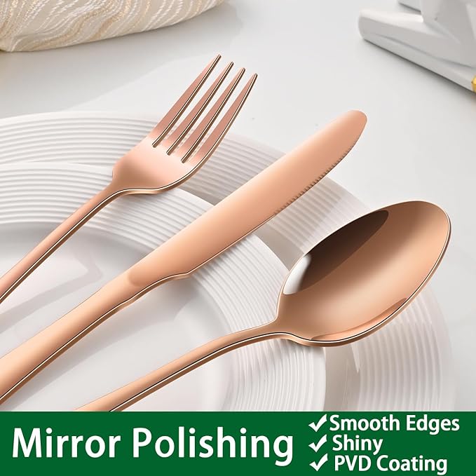 Rose Gold 24 PCS Flatware Sets - Image 4
