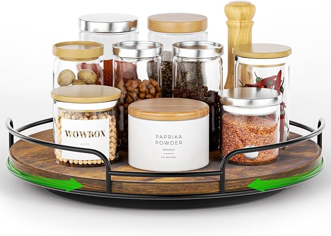 WOWBOX 12" Wood Lazy Susan Turntable Organizer by WOWBOX