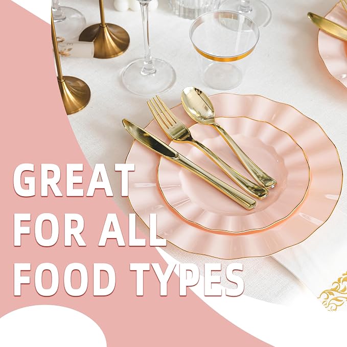 72PCS Blush Pink Plastic Plates, Wavy Plates - Image 6