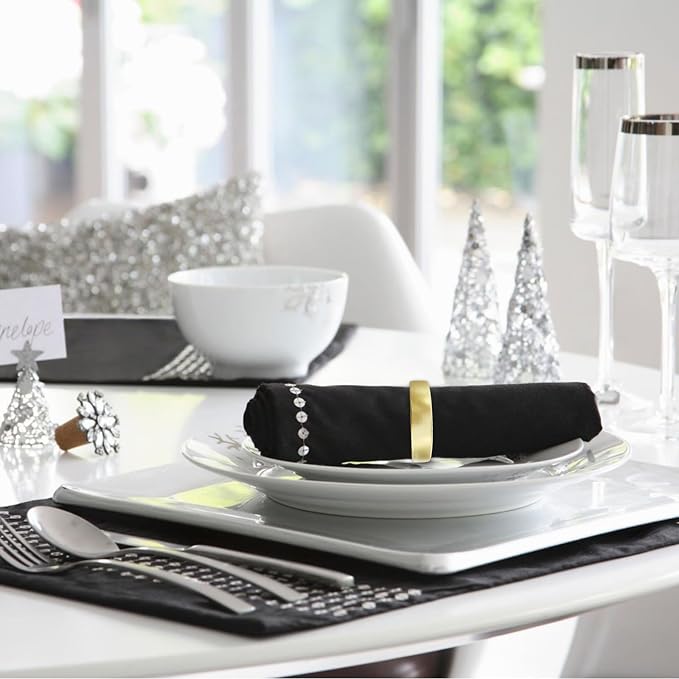 Matte Gold Napkin Rings Set of 8, Metallic Bronze Napkin Ring Holder Glossy - Image 4