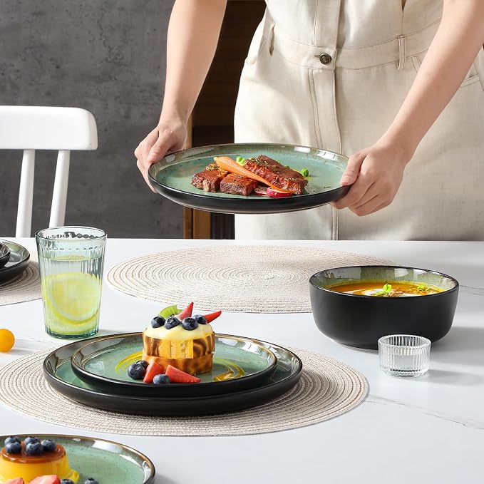 vancasso Plates and Bowls Sets, 18 Pieces Stoneware Dinnerware Sets - Image 6