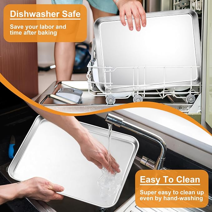 TeamFar Baking Sheet, Cookie Sheets Baking Pans Set of 3, 16/12.5/10.5 Inch | - Image 6