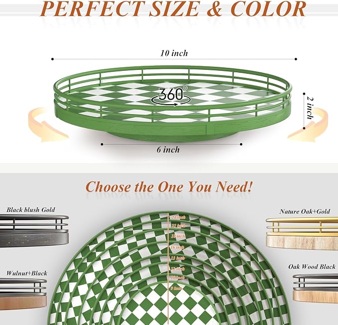 Green and White Checkerboard Lazy Susan - Image 6