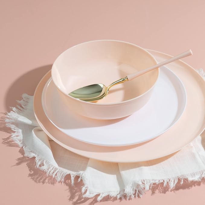 Edge Collection Pink Plastic Party Soup Bowls Premium heavyweight Elegant - Image 2