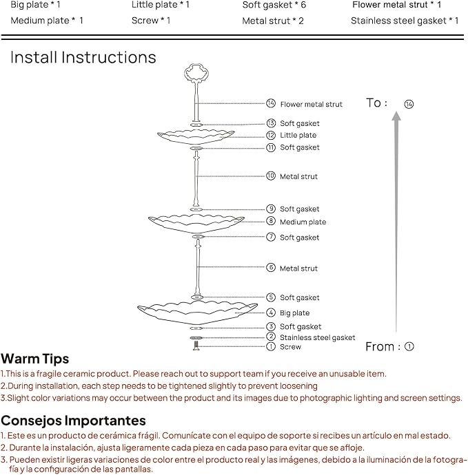Sumerflos 3 Tier Porcelain Cupcake Stand, Tiered Serving Cake Stand, Square - Image 3