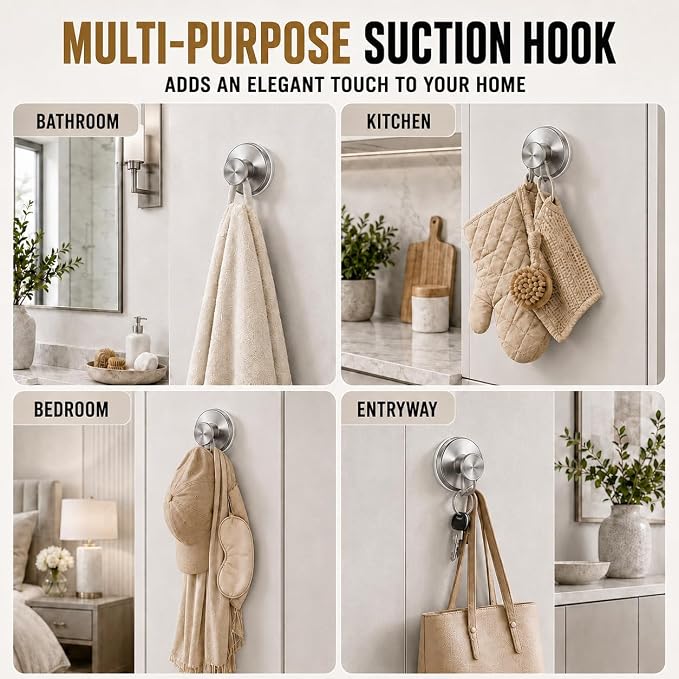 Suction Cup Hooks for Shower, Shower Hooks for Inside Shower, No Drill Bathroom - Image 5
