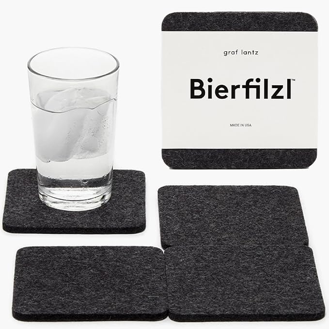 Graf Lantz - Bierfilzl Merino Wool Square Coasters Set of 4 - Charcoal - by GrafLantz