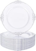 Nervure 100Pcs 10.25'' Silver Plastic Plates, Party Plates by Nervure