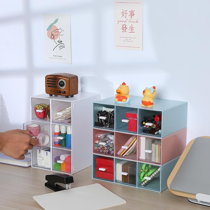 Desktop Organizer With 9 Drawers, Pencil Box, Stationary Organizer | 3 Tiers - Image 6