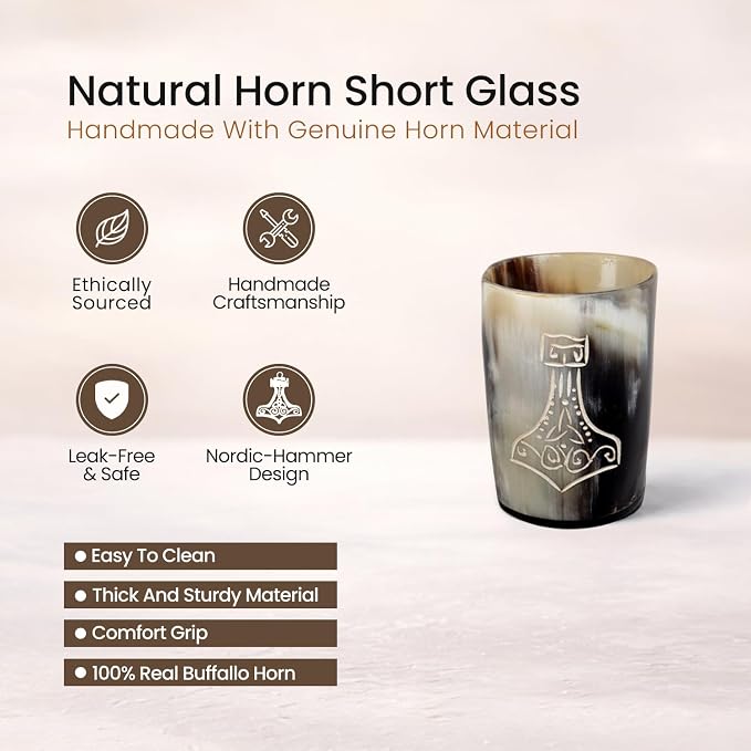 Handicrafts Home Viking Horn Shot Glasses Set of 12, Rustic Viking Drinkware - Image 2
