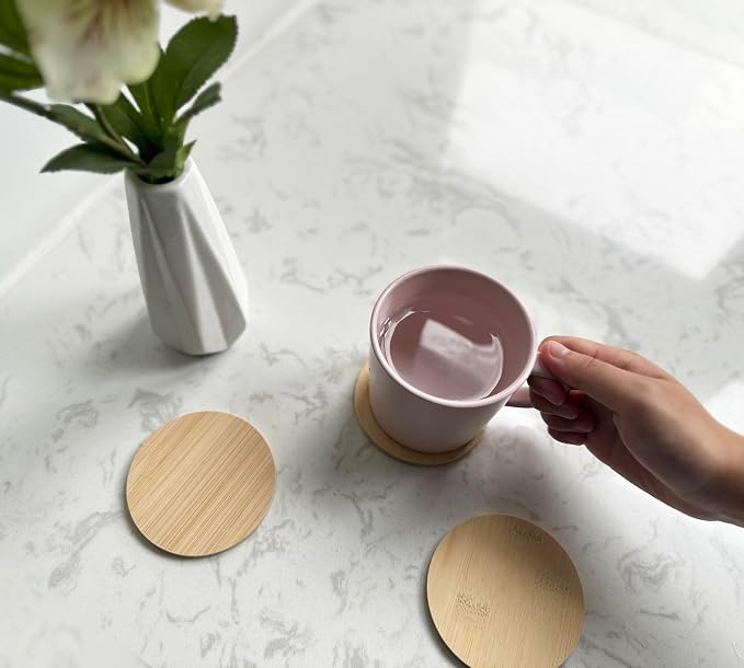 Set of 10 Bamboo Wood Coasters, Bamboo Drink Coaster - Image 4