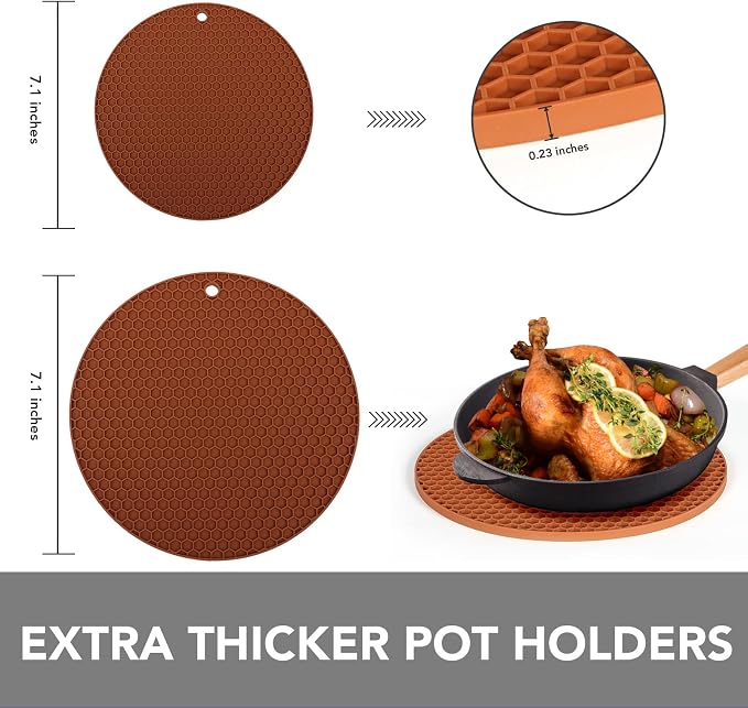 4 Pack Silicone Trivet for Hot Dishes | Heat Resistant Silicone Pot Holders for - Image 3