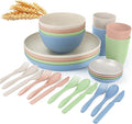 wheat straw bowls, cups and cutlery sets 28 pcs by WROVA