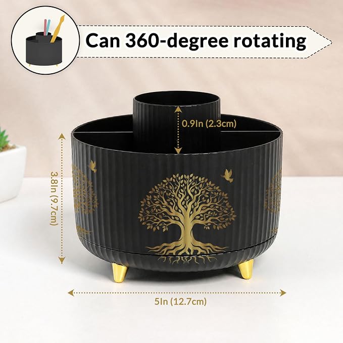 SKYDUE 360 Degree Rotating Desk Organizer, Dual-Purpose Pencil Pen Holder - Image 2