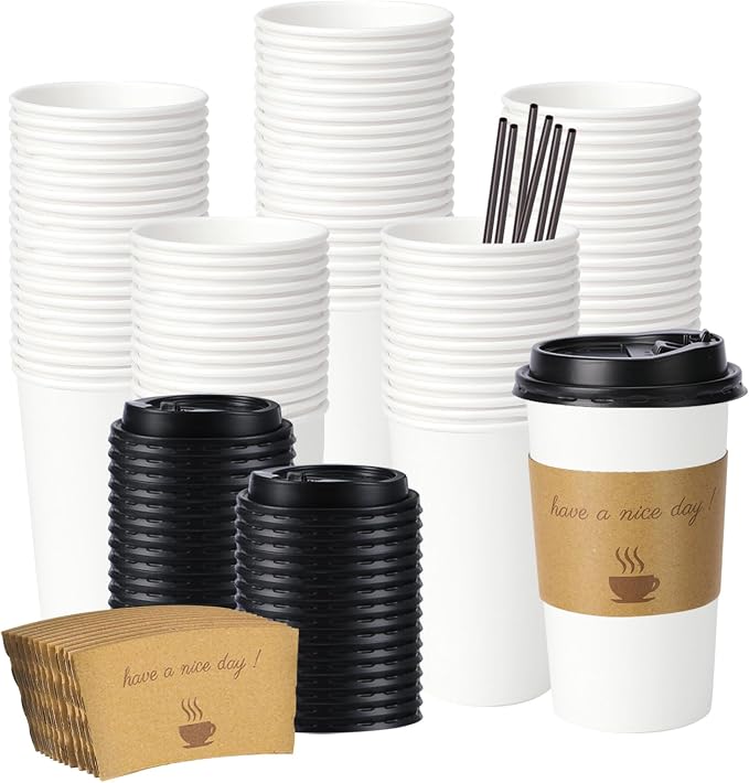 BYSNOW 16 oz 50 pack Disposable Coffee Cups by BYSNOW