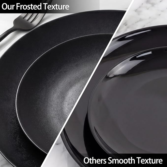 ejonirinjonir 150pcs Frosted Black Plastic Plates Plastic Plate - Image 3