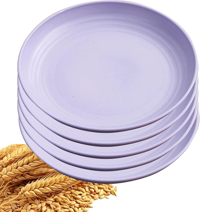 5Pcs Dinner Plates Wheats Straw Plates Set Unbreakable Reusable, Lightweight by Unknown