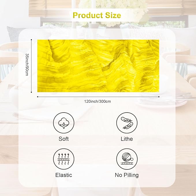 6 Pack Yellow Cheesecloth Table Runner 35x120 Inch 10Ft Rustic Gauze Cheese - Image 4