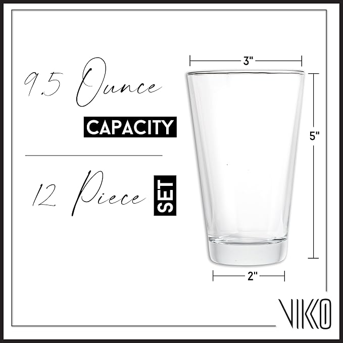 Vikko 9.5 Ounce Water Tumblers, All Purpose Drinking Glasses, Thick and Durable - Image 7
