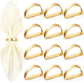 APTWOW Gold Napkin Rings Set of 12, Semicircle Metal Gold Napkin Holder Buckles by APTWOW