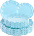 LIYH 24 Pcs Blue Plastic Plates Reusable by LIYHLoveinyourheart