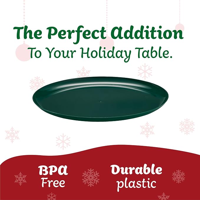 PLASTICPRO [30 Pack 10.7'' Christmass Green Plastic Party Plates Edge - Image 7