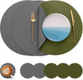 Myir JUN 15 Inches Round Placemats Set of 6 Faux Leather Place Mats | by MyirJUN