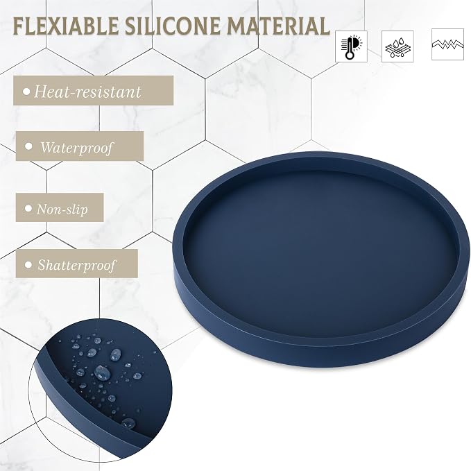 Silicone Bathroom Tray Coffee Table Decor Perfume Organizer, Waterproof - Image 3