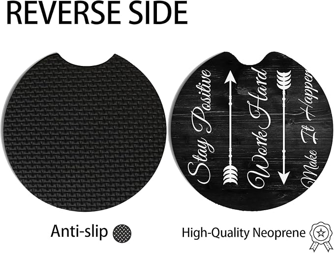 2pcs Stay Positive Car Coasters, Absorbent Universal neoprener Cup Holder - Image 4