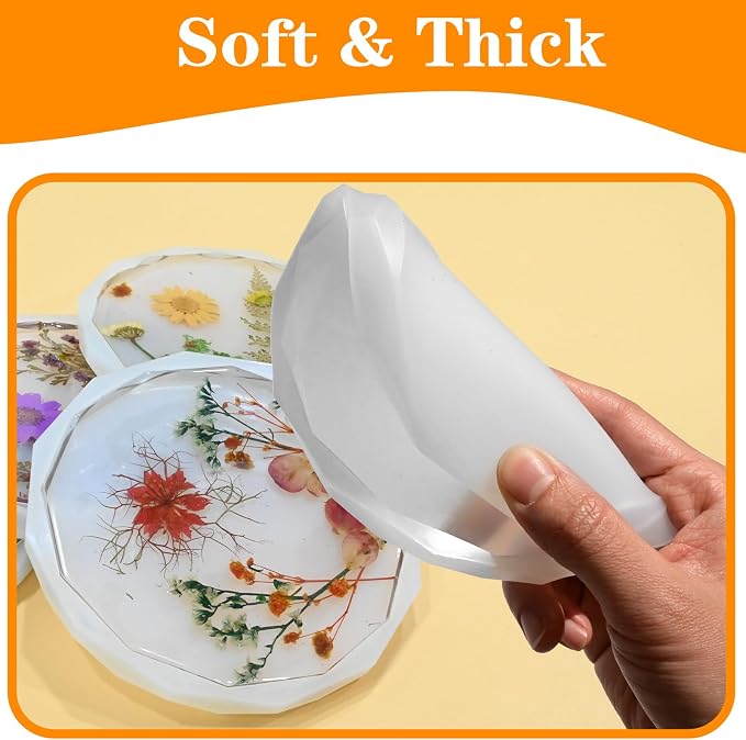 Resin Coaster Molds, Crystal Style Cups Mats, Flower Preservation DIY Gift Home - Image 4