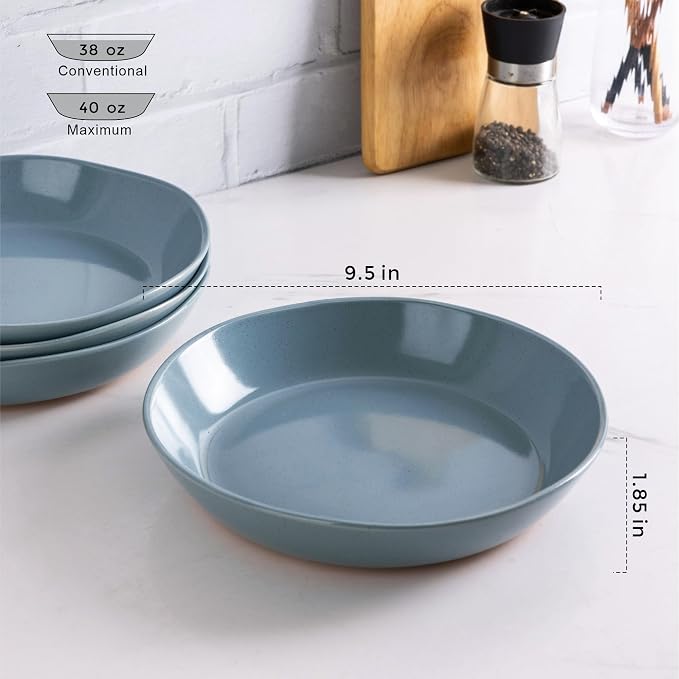 AmorArc 9.5'' Ceramic Large Pasta Bowls, 38oz Handpainted Stoneware Bowls Set - Image 2
