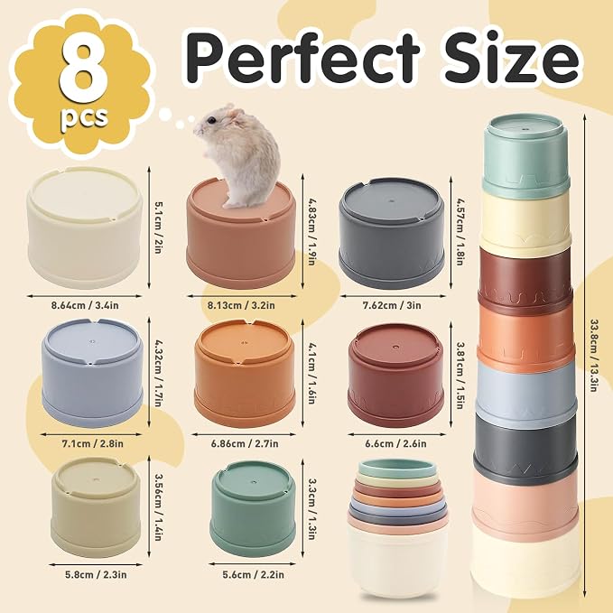 8 Pcs Stacking Cups for Rabbits, Colorful Bunny Toys for Rabbits and Small - Image 7