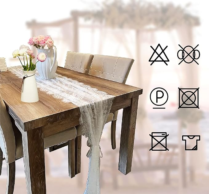 6 Pcs White Lace Table Runner 14 x 120 Inch Embroidered Boho Table Runner - Image 3