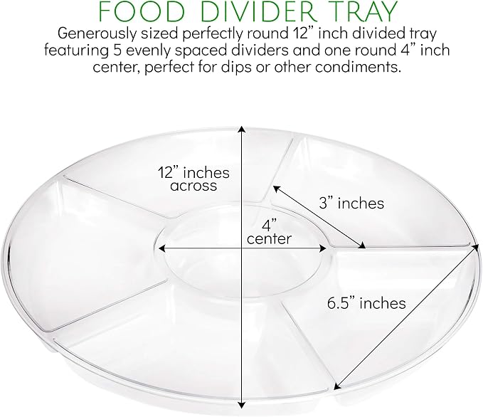 Plasticpro 6 Sectional Round Plastic Serving Tray/Platters Clear Pack of 2 - Image 2