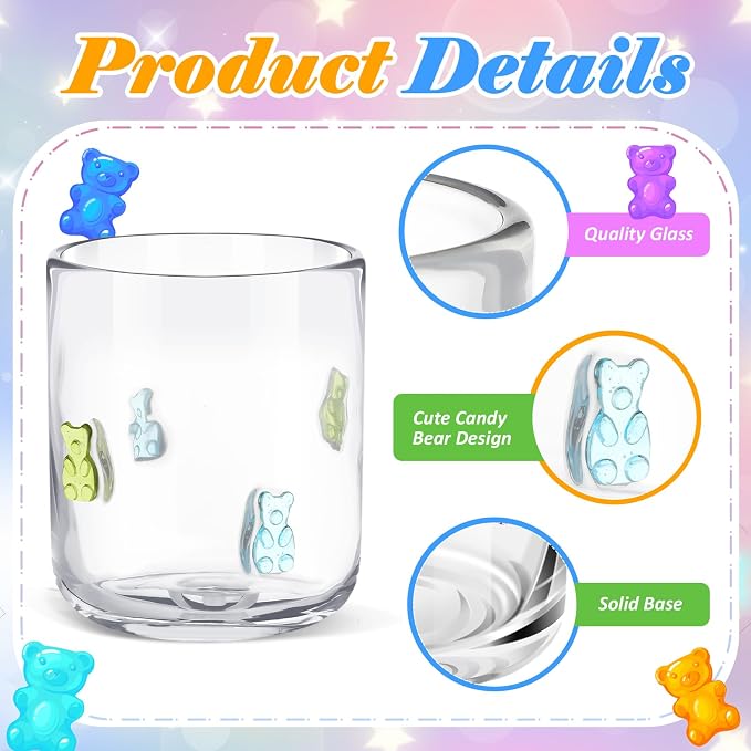 SiliFine 2 Pcs Bear Icon Juice Glasses - 14oz Candy Bear Stemless Wine Drinking - Image 5