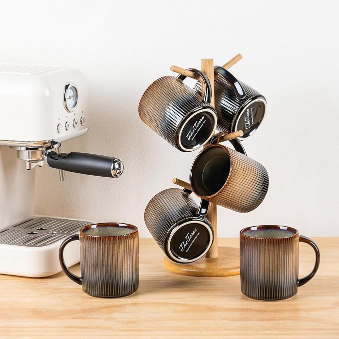 theterra Ceramic Coffee Mugs Set of 4, 14.2 oz Coffee Cups - Image 7
