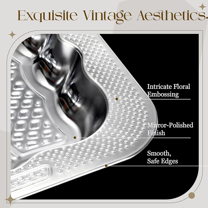 4 Pack 15.8" x 11.6" Large Silver Serving Trays - Image 5